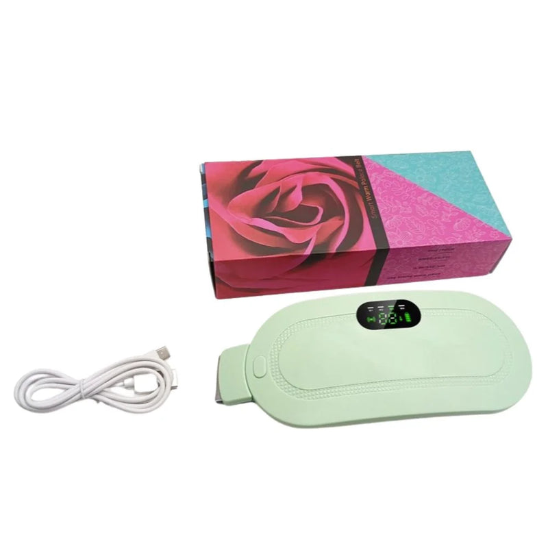 Mint color heating pad for menstrual pain relief