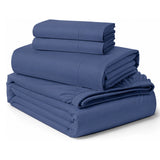 Ocean Egyptian cotton sheets folded for breathable bedding comfort