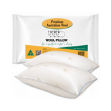 Packaged pillow set with premium Australian wool pillow branding