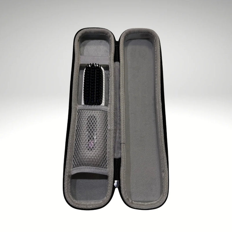 PureStraight hair straightener travel case showing top and bottom sections.