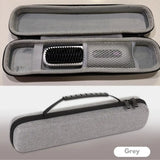Grey PureStraight travel case open view with mesh pocket and organiser.