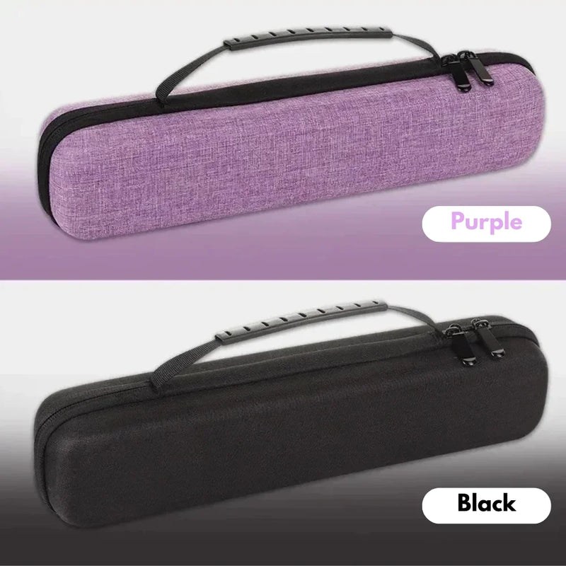 Purple and black PureStraight hair straightener travel case colour options.