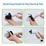 Quick swap detachable brush heads for cordless electric cleaning scrubber multipurpose use