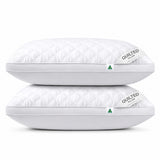 Quilted twin pack white pillows with soft diamond stitching on a clean white background
