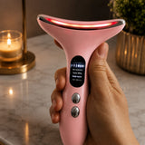 SkinTight Pro pink neck and face lifting device with EMS skin tightening technology