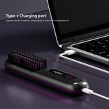 SleekWave Cordless Hair Straightening Brush with Type-C fast charging port compatible with laptops and power banks