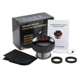 Black smart device shown with full cupping therapy kit contents