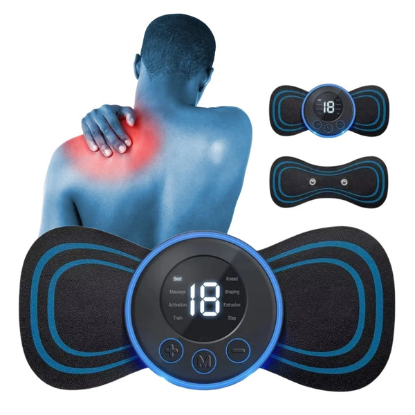 Smart EMS Muscle Stimulator for Back and Shoulder Pain Relief – Portable Electric Pulse Massager