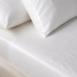 Smooth Egyptian cotton sheet close up with soft sateen finish