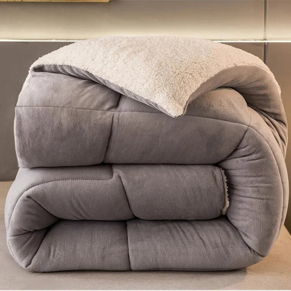 folded fleece quilt showing thick premium soft fill and texture