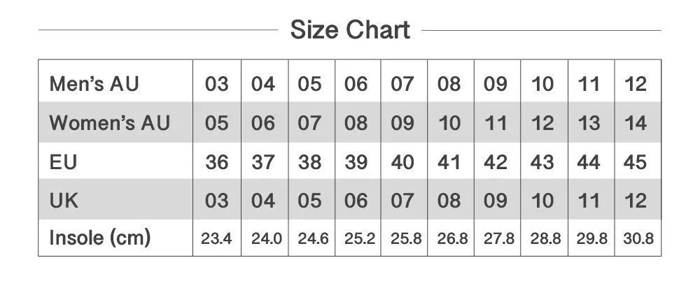 size chart guide to help find the right fit for winter boots
