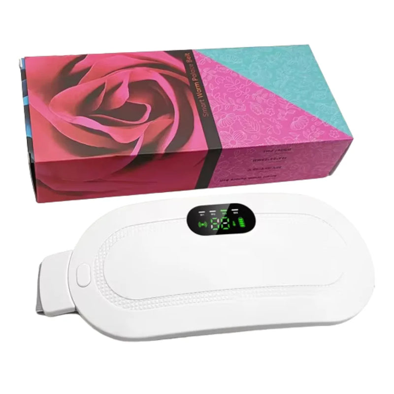 White menstrual cramp relief heating pad with gift box
