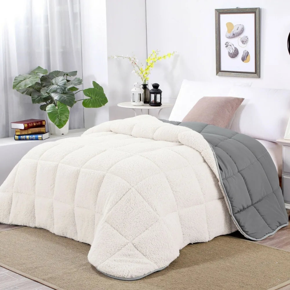 light quilt layered on bed creating soft winter bedding look
